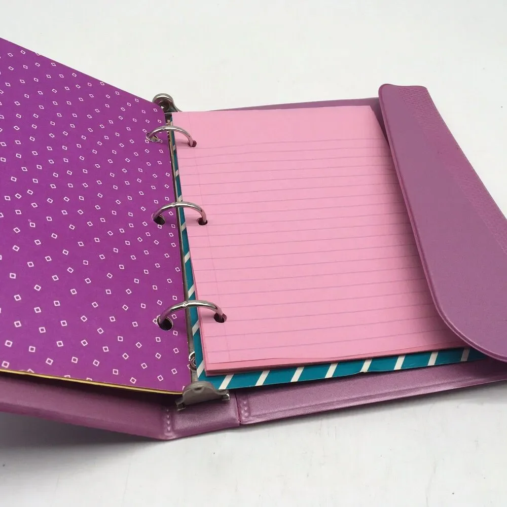 1980s Trapper Style Lavender 3 Ring Notebook Mead Super Shades Paper Inserts 9x7